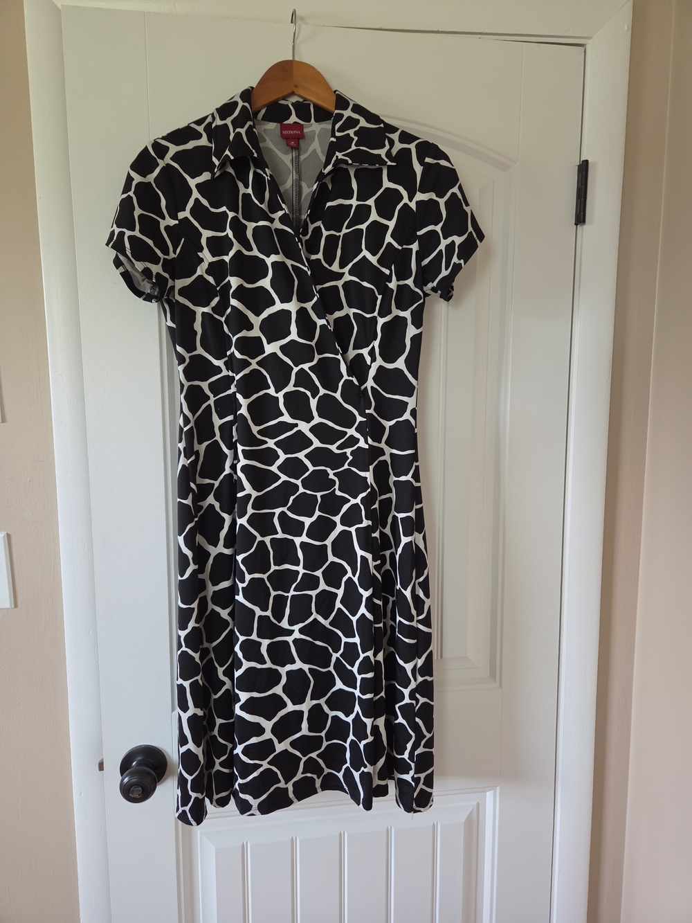 Merona Black & White Giraffe-Print Faux Wrap Dress